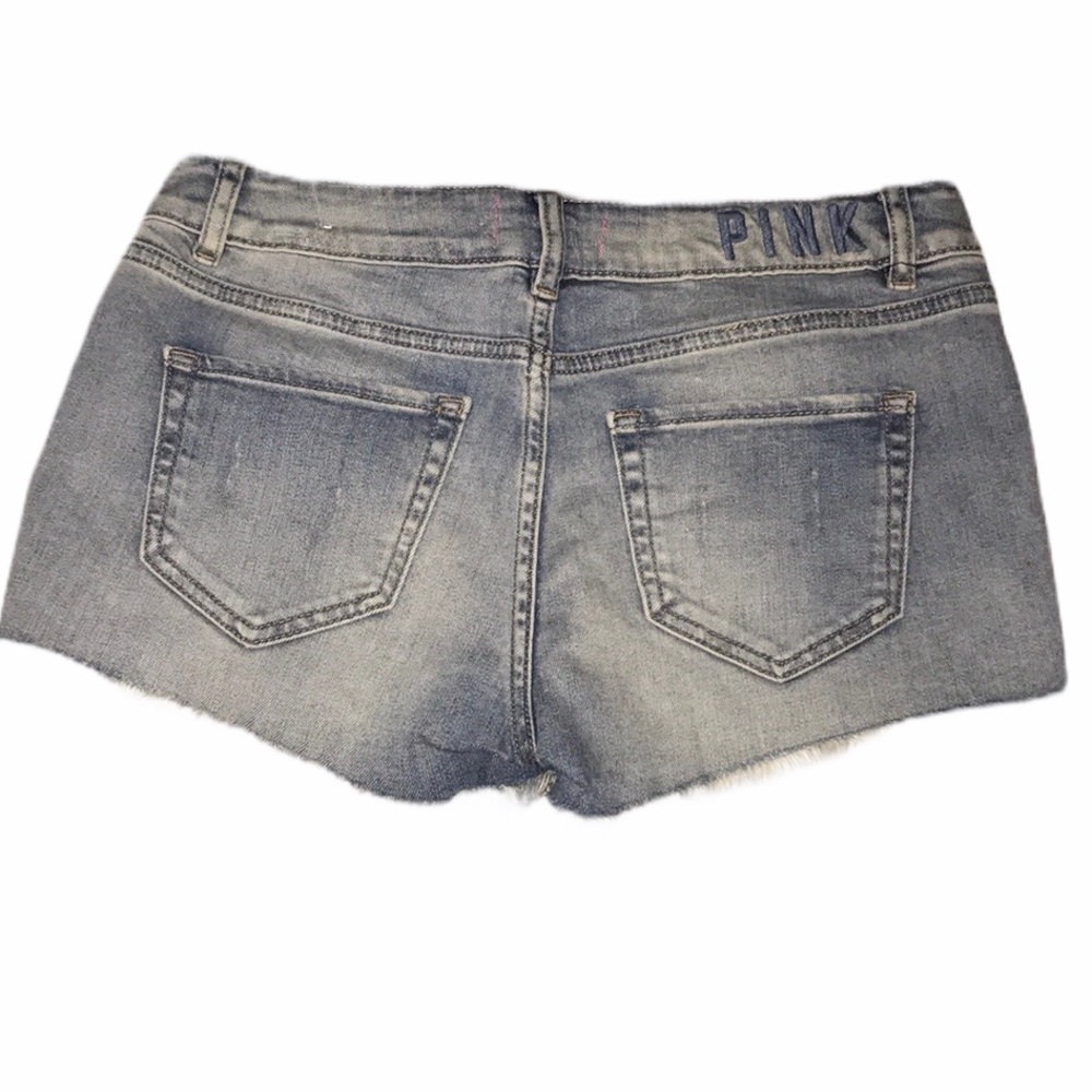 PINK Frayed Jean Shorts - Picture 2 of 4